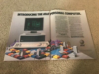 Vintage 1984 AT&T Home Computer Personal PC Print Ad MS-DOS UNIX SYSTEM ...