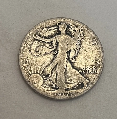 1917-S Walking Liberty Silver Half Dollar Very Good (VG) 90% Silver DC12