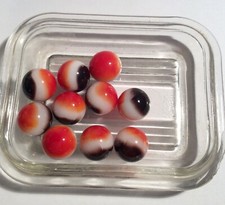 10 Vintage Marbles Red And Brown Swirls