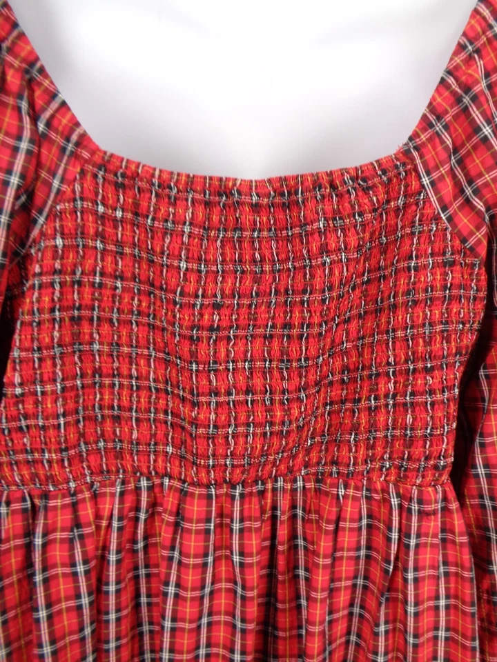 Old Navy Red Tartan Plaid Smocked Mini Dress Plus Size 2X - Image 4 of 4