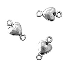 100 pcs Tibetan Silver Small 10x5mm Puffed Heart Spacer Connector Links Beads