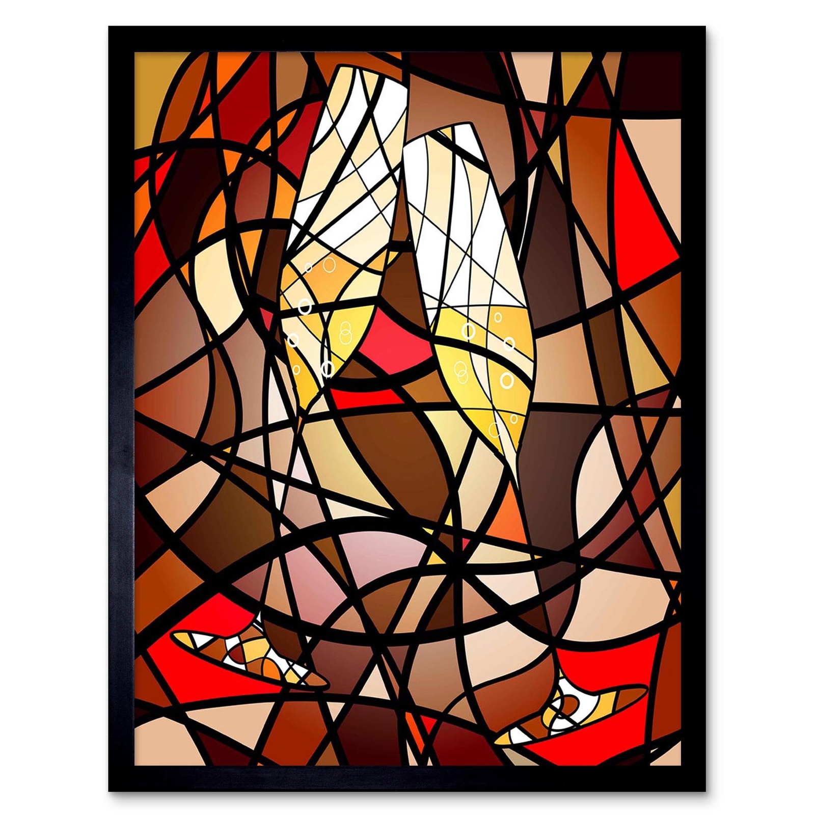 Painting Abstract Mosaic Pattern Champagne Glasses Stained Glass Framed Print eBay