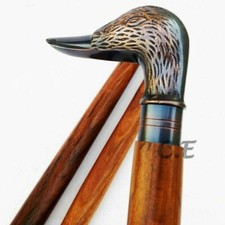 Nautical Brass Duck Head Handle Vintage Style Wooden Walking Cane Shaft Stick