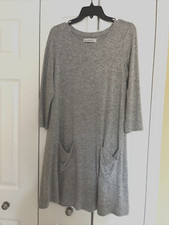 Abercrombie & Fitch Tunic Heather Grey Pockets 3/4 Sleeves Sweater Dress Size L