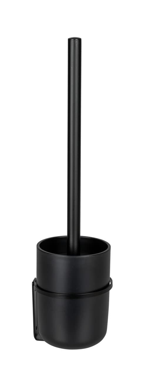 Brosse WC murale sans perçage Carpino, balai toilette noir mat fixation robuste 40kg