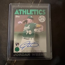 2021 Topps Update Jordan Weems 1986 Topps Auto Black #34/199 Oakland Athletics