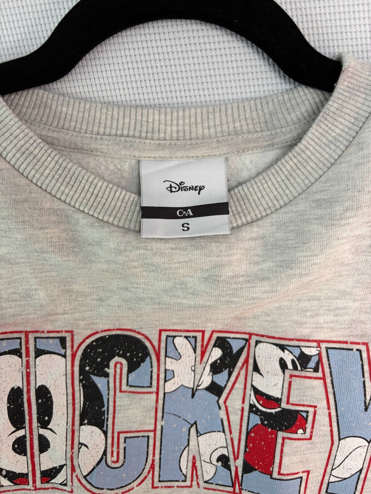 Disney Mickey Mouse Crewneck Sweatshirt Womens Small Grey C&A Graphic Jumper image 3