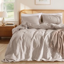 100 France Linen Duvet Cover Set 3 Pcs Including 1 Flax Comforter Cover with...