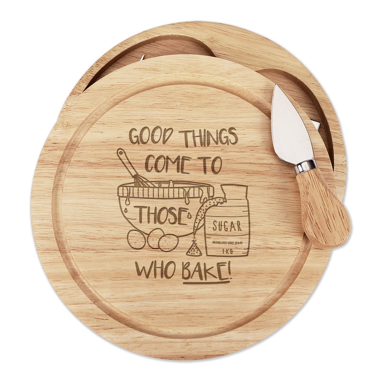 Good Things Come To Those Who Bake Cheese Board Knife Set Funny Cooking Chef