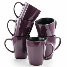Elama El-Mulberry-6Pc-Cups Mulberry 14 Oz Stoneware Mugs In Purple Set Of 6