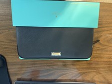 Kate Spade Black Padded Laptop Case Zip Computer Sleeve Saffiano Leather Box