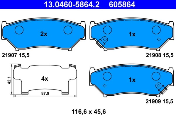 ATE Bremsbelagsatz Scheibenbremse 13.0460-5864.2 FüR Suzuki Jimny Vitara FT GT 1-image