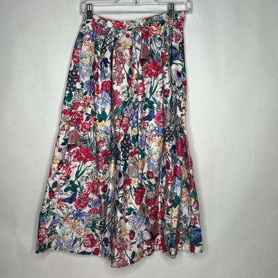 Vintage Eagle's Eye Chintz Floral Pattern Pleated Skirt 8/XS (26x30) Boho