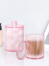 2pcs Bathroom Storage Jars Cotton Pad Swab Holder Dispenser