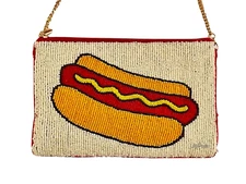 Lily Posh Beaded Hot Dog Crossbody Bag, Beaded Bag, Mini Clutch