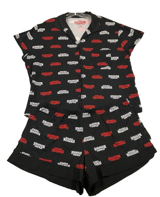 Stranger Things 2 pc Pajama PJs Lounge Short Set With Pockets XL 16 - 18 Netflix