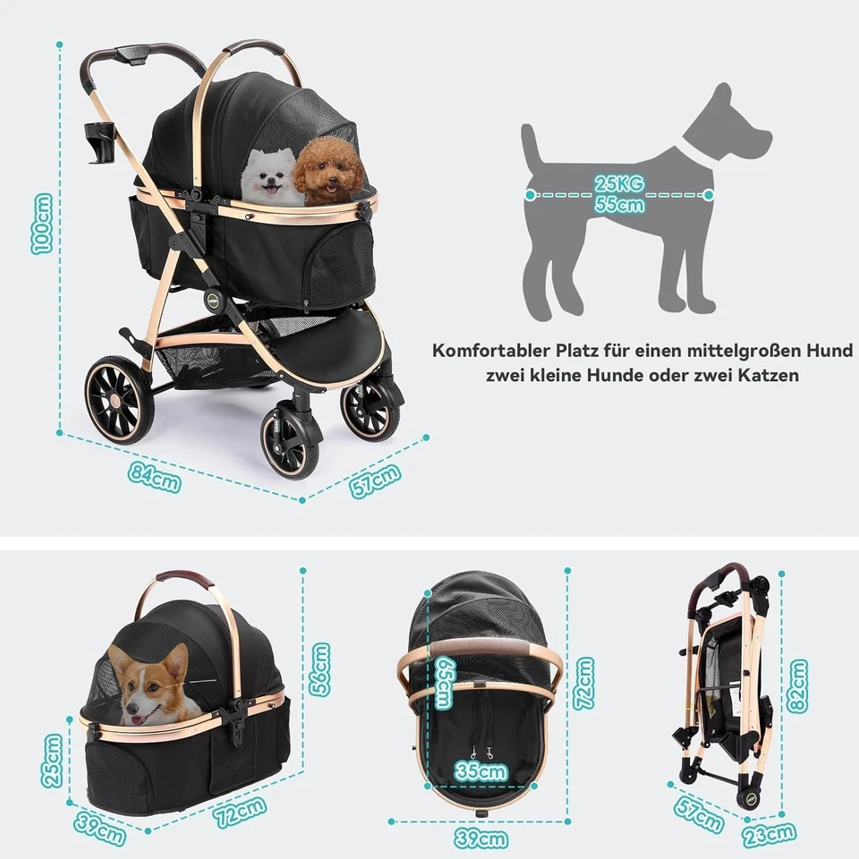 Hundebuggy Gebraucht 3in1 bis 25kg Hochwertiger Hundewagen für Hautstier - Bild 3 von 4