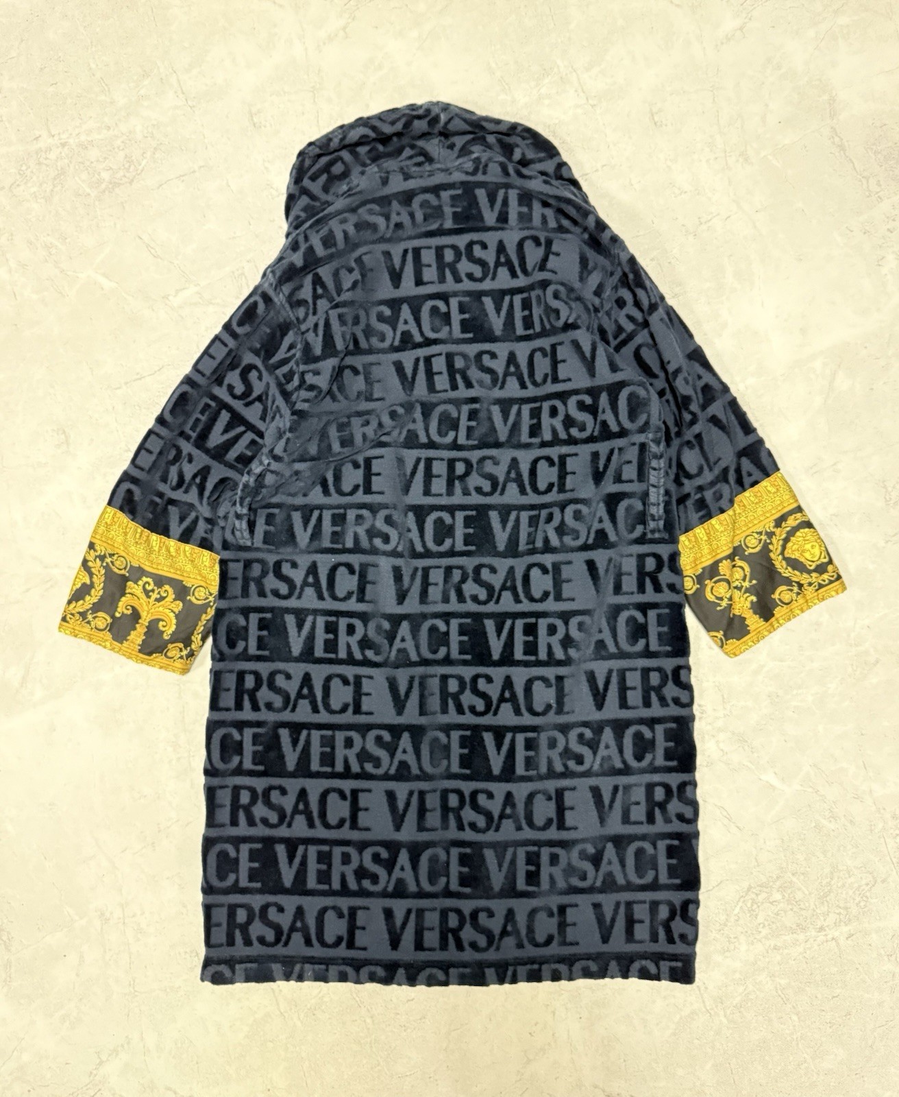 Versace Monogram Patterns Bathrobe Gold Coat Ital… - image 8