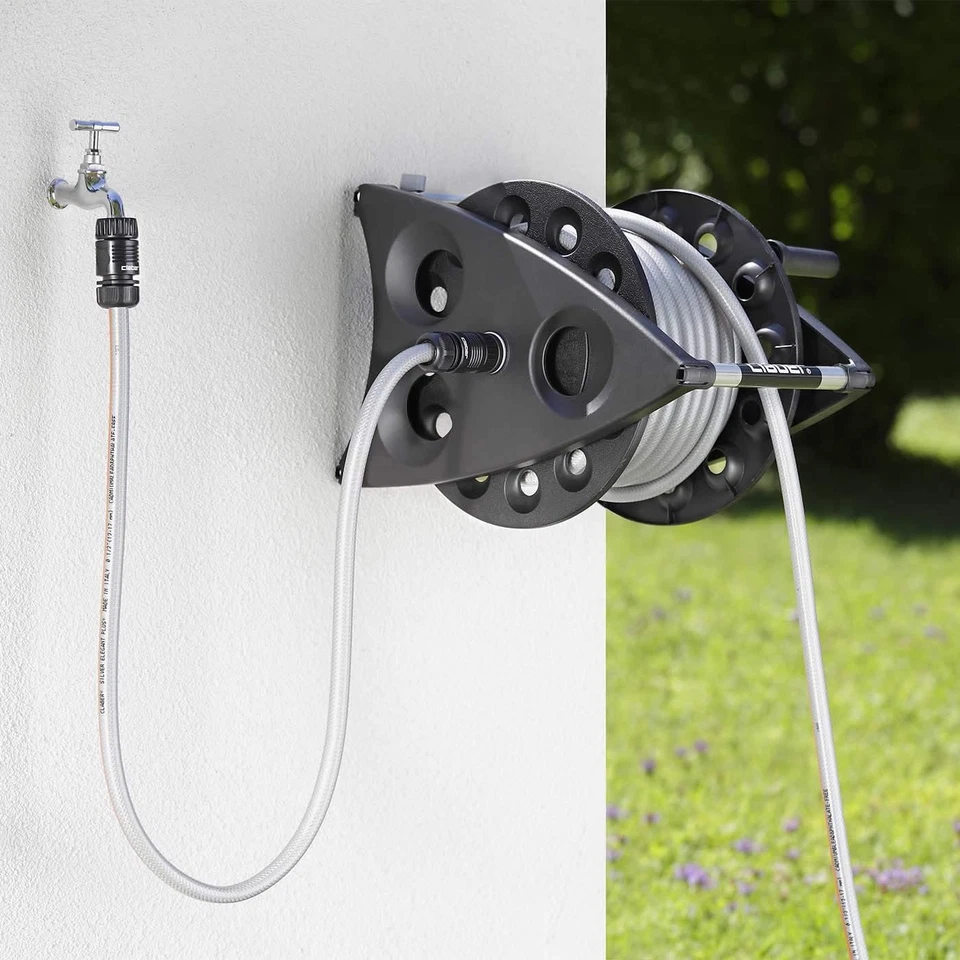 KIT ENROULEUR + TUYAU D'ARROSAGE 20 M 1/2 CLABER KIROS, COD 8945, MONTAGE MURAL, - Photo 3/3