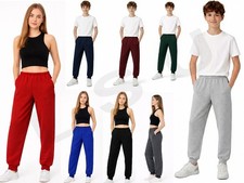 Unisex Jogging Bottom Slim Fit Fleece Tracksuit Kids PE School Joggers Sweatpant