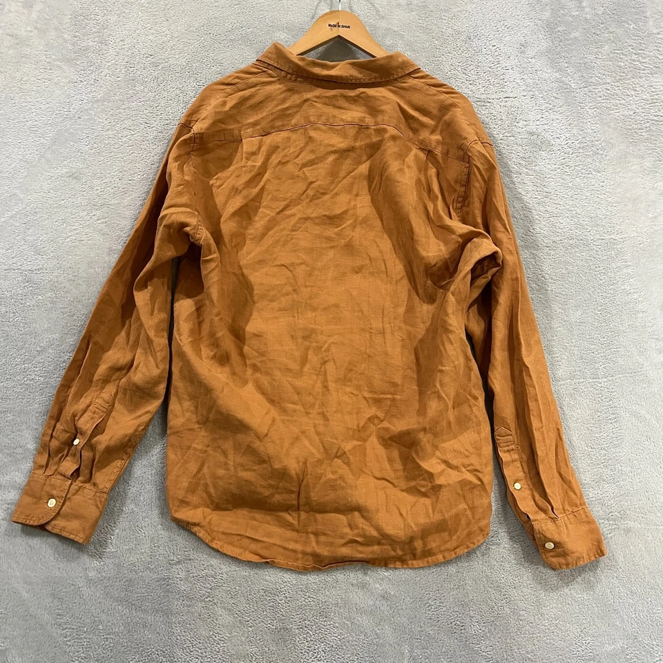 J Crew Shirt Mens XL Button Up Long Sleeve Orange Preppy Coastal Beach - Image 2 of 4