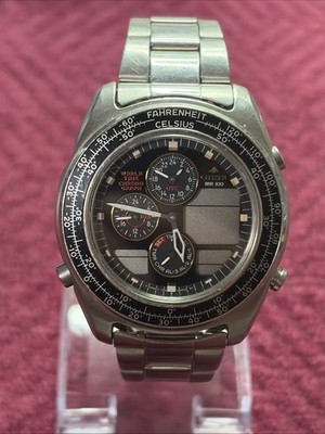 Citizen C300-E80290 Promaster Navihawk World Time Chronograph 41mm Untested READ