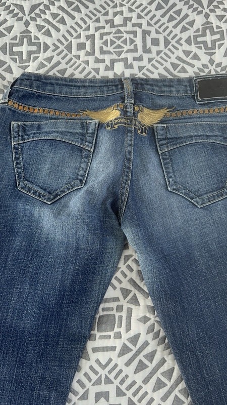 Robin’s Jean Women’s Skinny Jeans Size 30 Blue Denim Wing Embroidered Low Rise