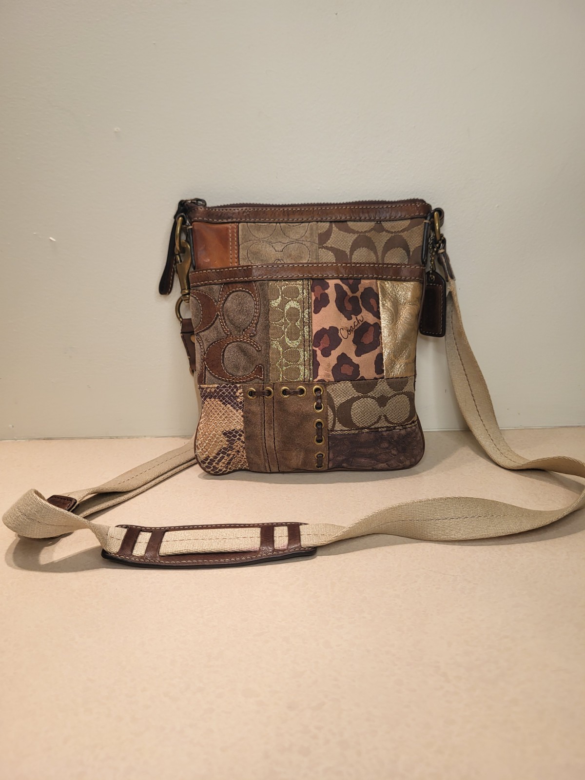 Coach Patchwork Animal Print Safari Adjustable St… - image 1