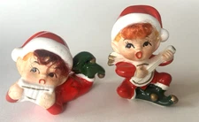 Vintage Napcoware Napco Red Headed Elf Pixie Playing Accordion Mandolin X-7590