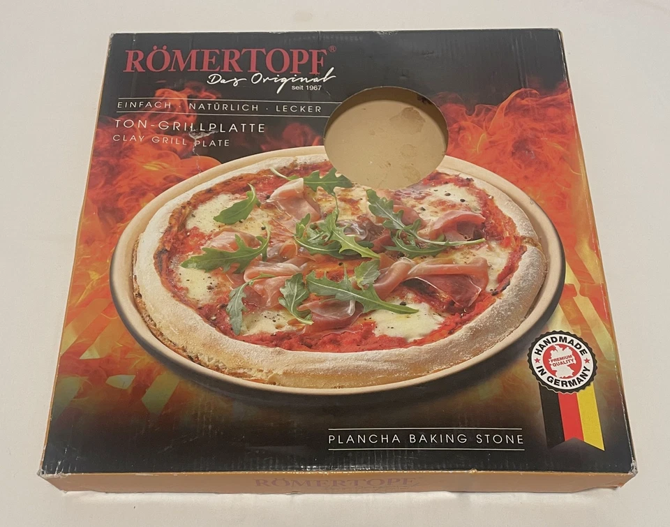 Original RÖMERTOPF BBQ Pizzastein / Backstein 32cm Keramik feuerfest Grill Ofen - Bild 2 von 4