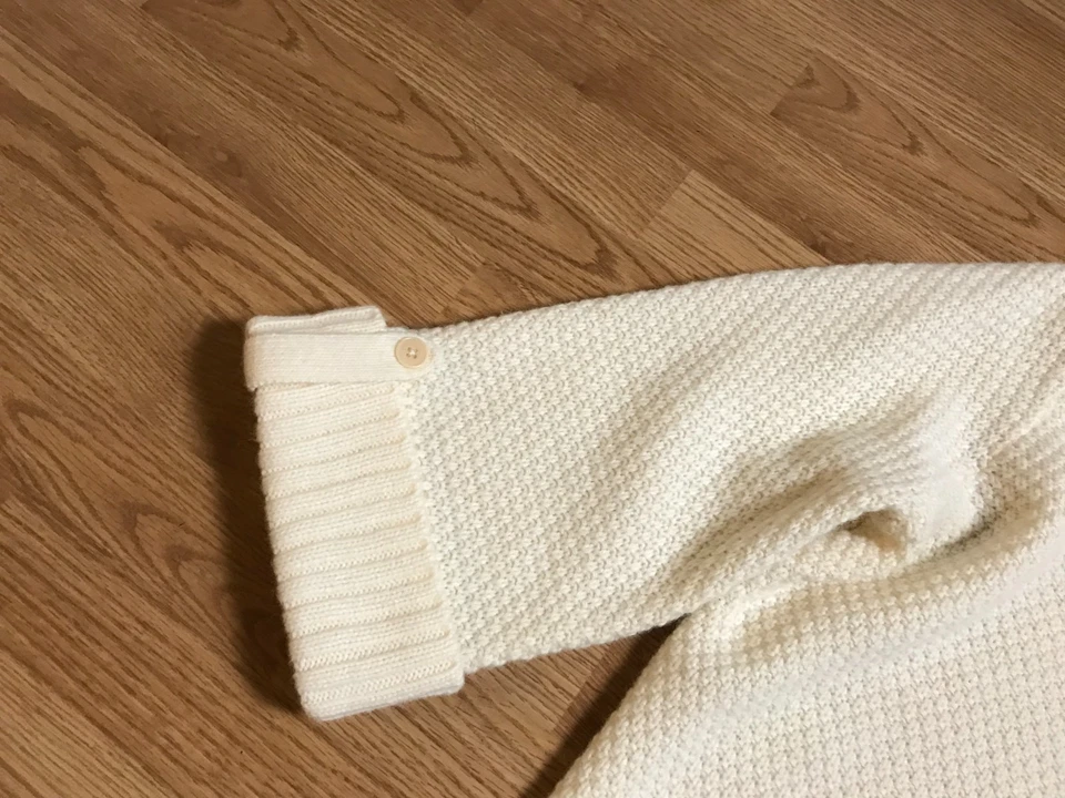 Talbots Sweater Womens 2X Cream Cowl Neck Waffle Cable Knit Chunky Cuffed Sleeve - Image 4 of 4