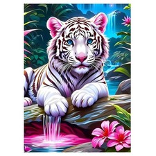 Diamant Malerei Set 30x40cm Weißer Tiger 5D Kreuzstich Wanddekoration