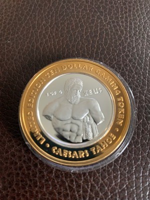 $10 Silver Strike Caesars Casino Lake Tahoe Zeus 1 of 4 2001  .999 Fine Silver