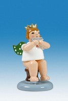 Engelmusikant Engel Sitzend Mit Mundharmonika Ohne Krone HöHe Ca 6 Cm NEU Holz