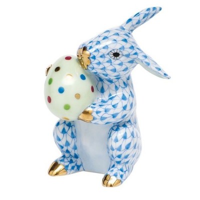 HEREND,  EASTER BUNNY,  BLUE FISHNET #VHB-05436, BRAND NEW,  MINT & BOX!