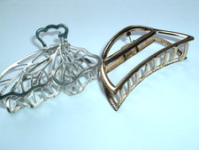 2 SILVER BUTTERFLY AND POLISHED GOLDTONE HAIR CLAW CLIPS