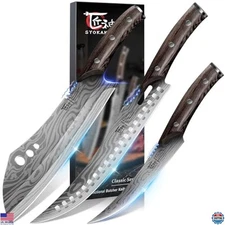 3-Piece Butcher Knife Set, High Carbon Steel Cleaver & Boning Knives for Meat