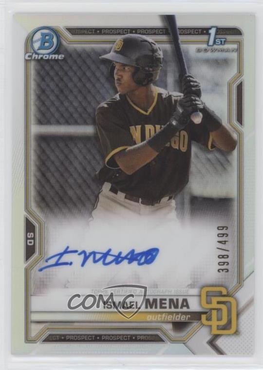 2021 Bowman Chrome Prospects Refractor 398/499 Ismael Mena #CPA-IM Auto n1u