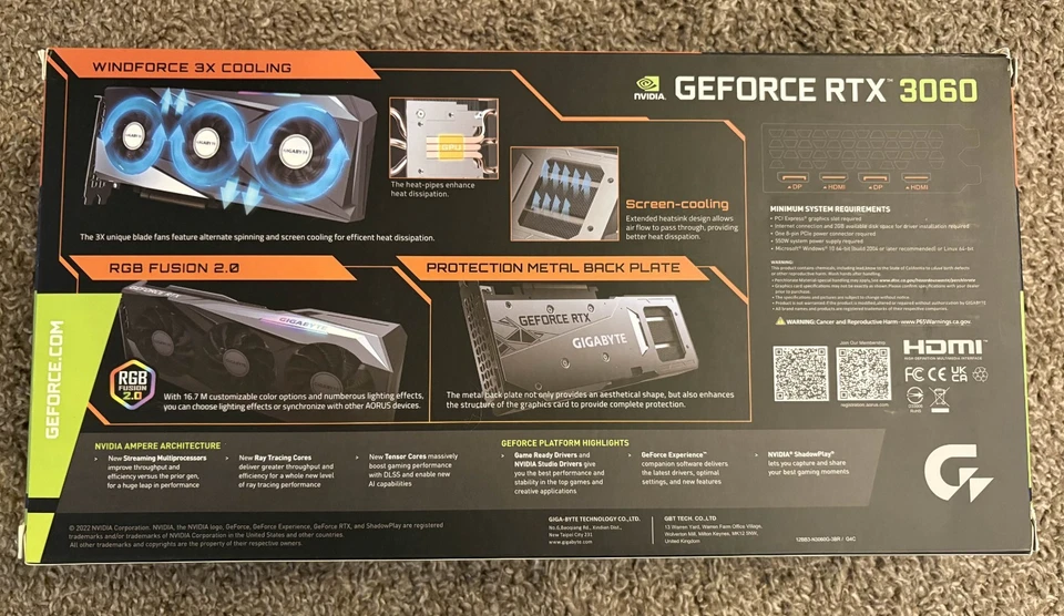 Gigabyte NVIDIA GeForce RTX 3060 12GB GDDR6 Foto 2 de 4