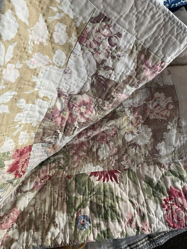 Pottery Barn Carolina Quilt Full Queen Floral Patchwork Indian Block Reversible - Bild 2 von 7