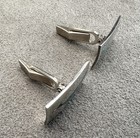 Vintage STERLING Silver Turquoise Inlay ROADRUNNER CUFF LINKS Birds Mid-Century — photo 5