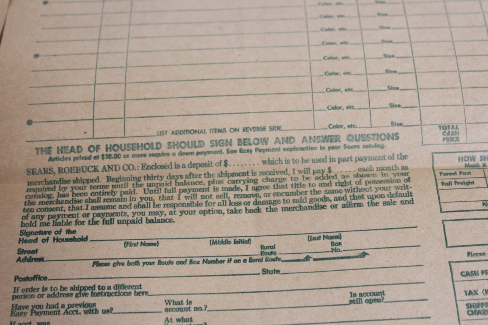 VTG Lot of 2  Sears Roebuck & Co. Order Blank Form 1940s Collectible Ephemera