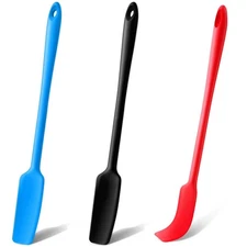 Silicone Long Jar Scraper,Ymapinc 3PCS Silicone Spatulas with Long Handle-Hea...