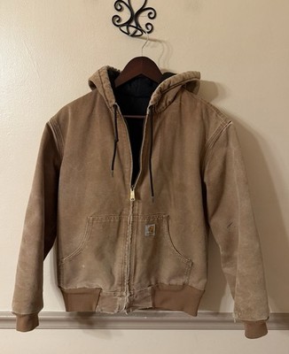 Vintage  Y2K Carhartt Women s Canvas Jacket WJ130 Size Small Tan Distressed