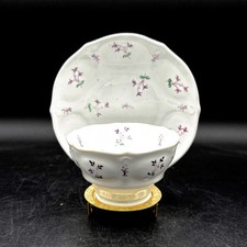 Antique White Soft Paste Purple Flower Tea Cu...
