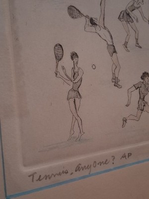 Aida Whedon Vintage Signed and Framed , ''Tennis Anyone?'' Rare Artists Proof