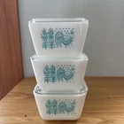 Vintage pyrex amish butterprint refrigerator set Of 3, With Lids.