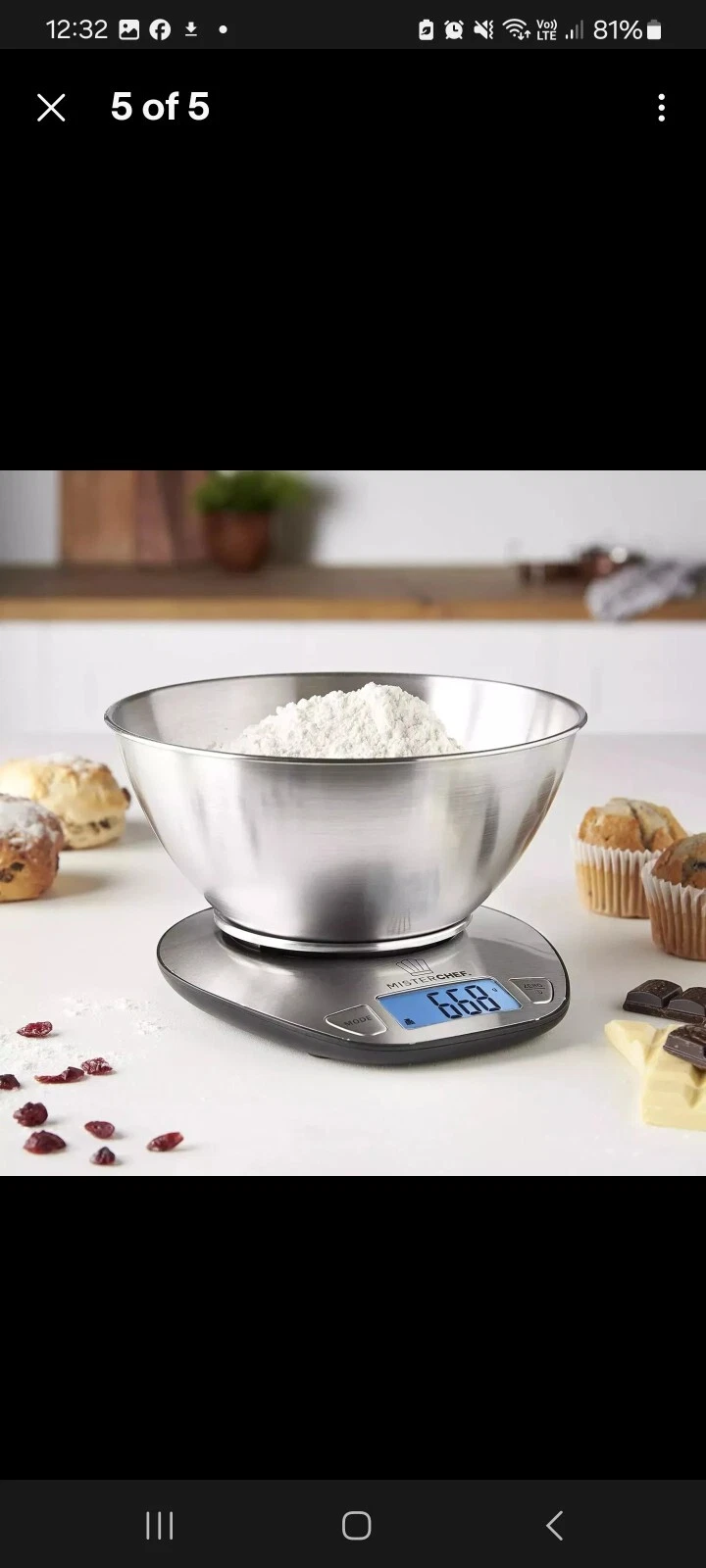 Digital Kitchen Food Scales, Stainless Steel Weighing Cooking Scales LCD Display