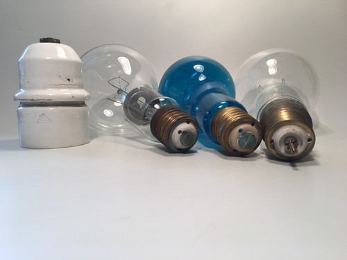 3 x Alte Grosse Glühlampen / E 40 / 1 x Porzellanfassung / Glühbirnen - Bild 9 von 15