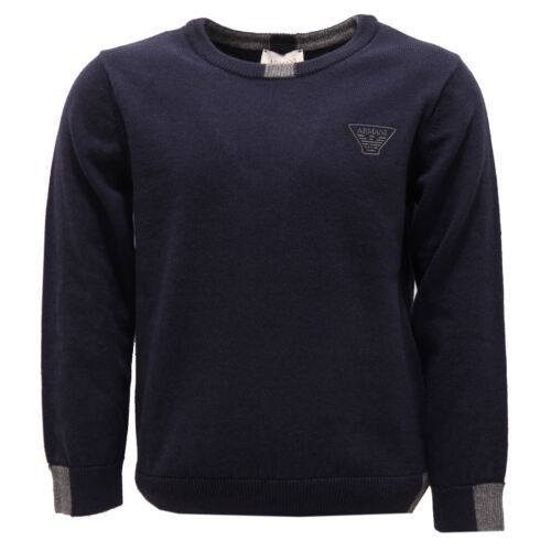 2740V maglione bimbo ARMANI JUNIOR lana blue wool sweater boy kid - Picture 1 of 4